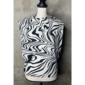 Sandro White Tiger Print Sleeveless Blouse Sz.0